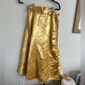 Elegant Gold Satin Wrap Skirt